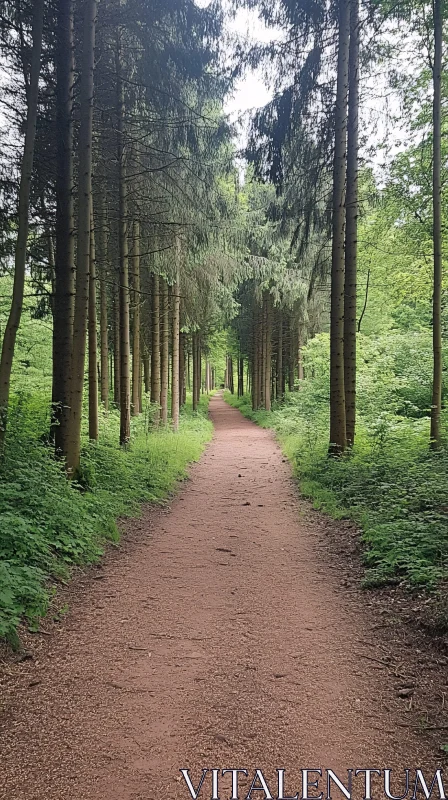 Serene Nature Trail in a Dense Forest AI Image