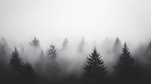 Enigmatic Forest Landscape with Fog