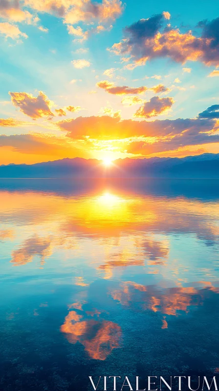 AI ART Serene Sunset Reflections on Calm Lake