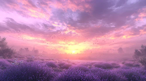 Lavender Field at Sunset