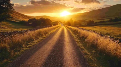 Serene Countryside Road at Sunset