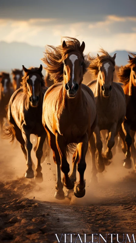 Horses in Action: A Precisionism-Inspired Artwork AI Image