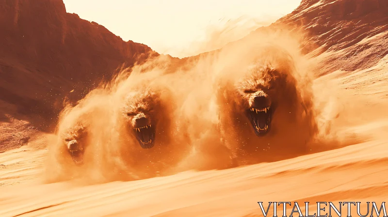 AI ART Mythical Beasts in a Sandstorm