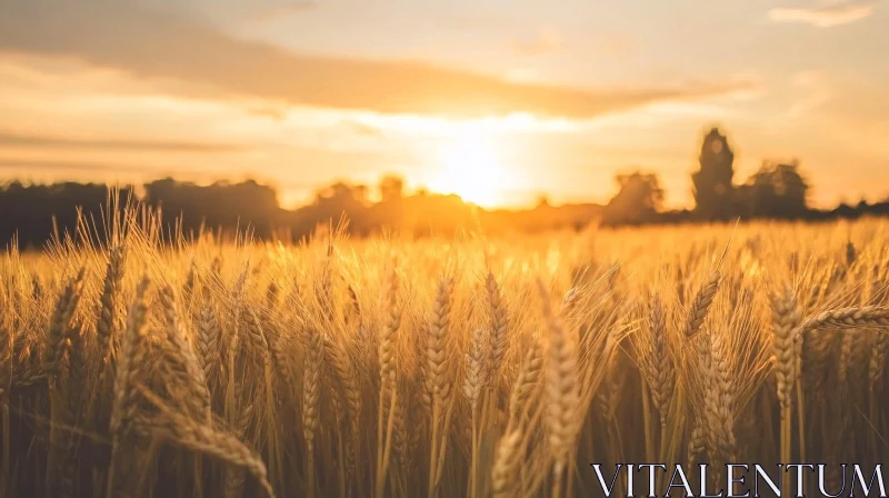 Sunlit Wheat Field Landscape AI Image