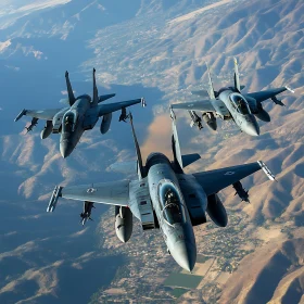 Formation Flying of Military Jets Over Rugged Terrain