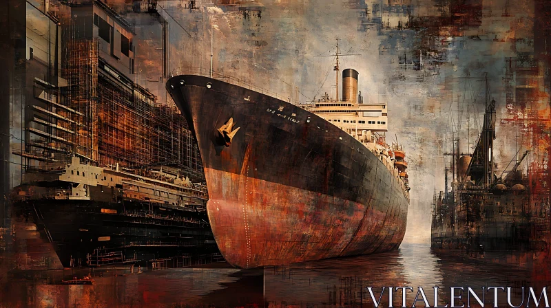 Aged Maritime Vessel in Dock AI Image