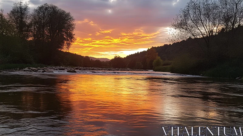 Sunset Over a Tranquil River