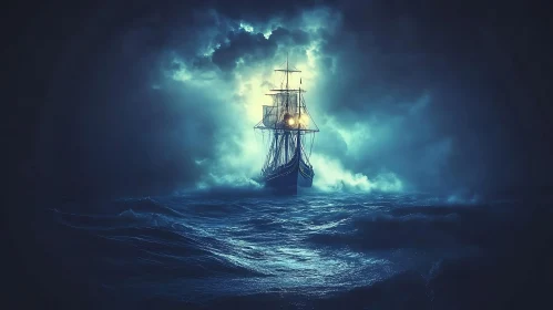 Enigmatic Ship Amidst the Storm