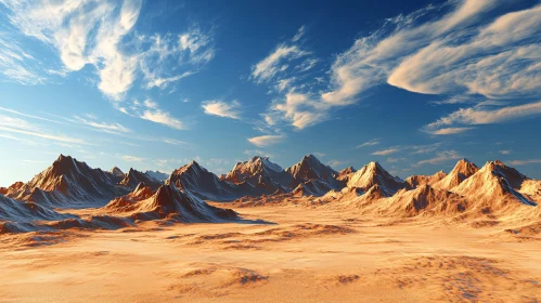 Snow-Dusted Mountains Amidst a Vast Desert Landscape