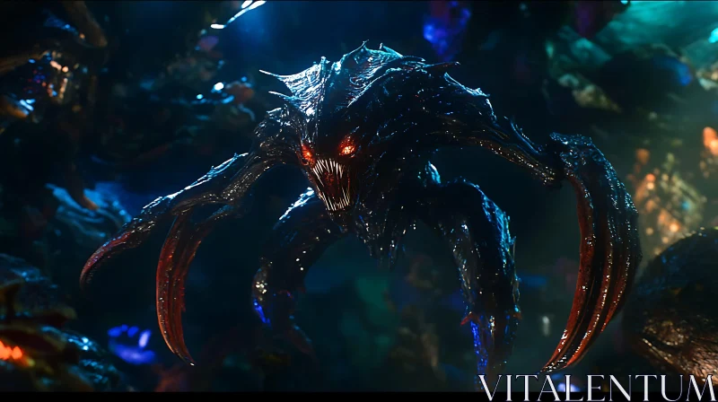 AI ART Otherworldly Monster in Dark Environments