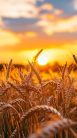 Serene Sunset in Wheat Field