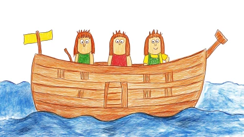 Childlike Sea Adventure Drawing