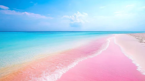 Tropical Beach with Pink Sand and Clear Blue Waters