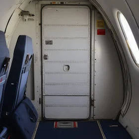 Airplane Cabin Interior with Exit Door