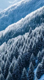 Tranquil Snowy Hillside Forest in Winter