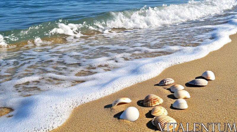 AI ART Serene Shoreline with Seashell Collection