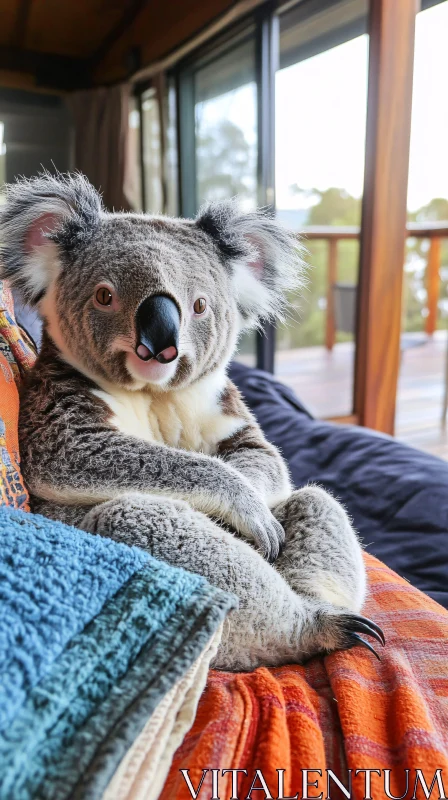 Cozy Koala in Home Setting AI Image