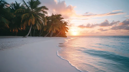 Peaceful Island Sunset with Ocean Waves