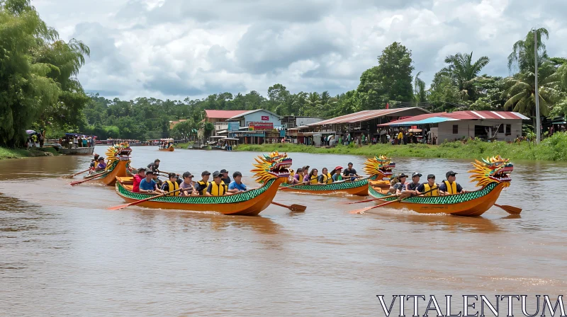 Exciting Dragon Boat Competition AI Image