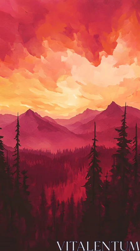 Mesmerizing Sunset in the Mountains AI Image