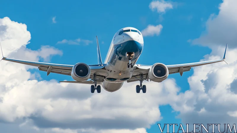 Aircraft in Flight with Landing Gear Visible AI Image