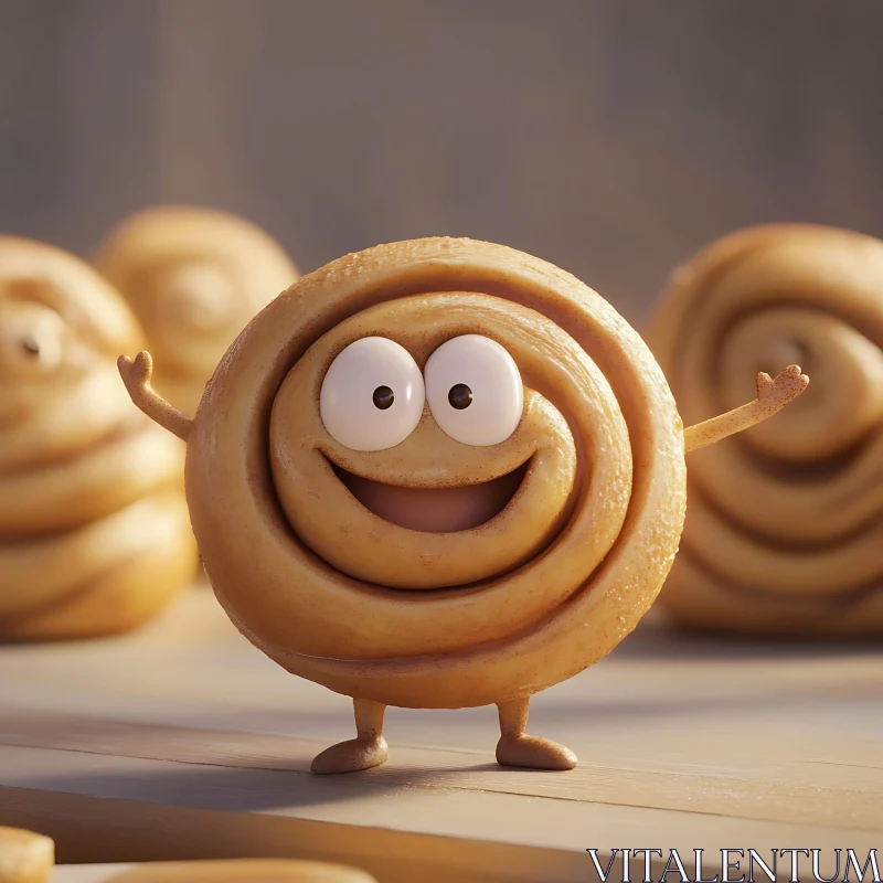 Smiling Cinnamon Roll Animation AI Image