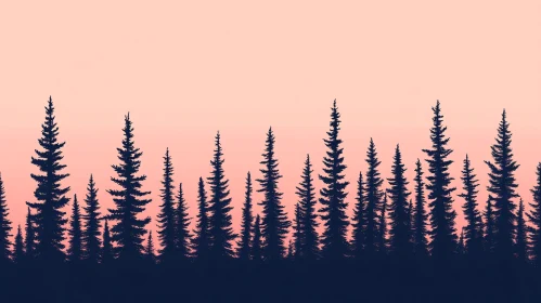 Serene Sunset Over a Forest Silhouette