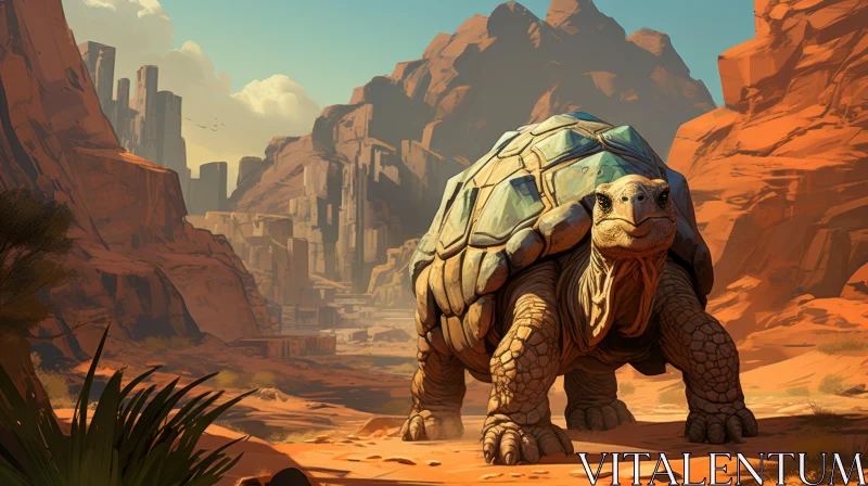 Spatial Concept Art of Tortoise in Desert AI Image