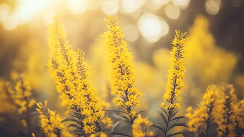 Sunlit Yellow Blossoms in Nature