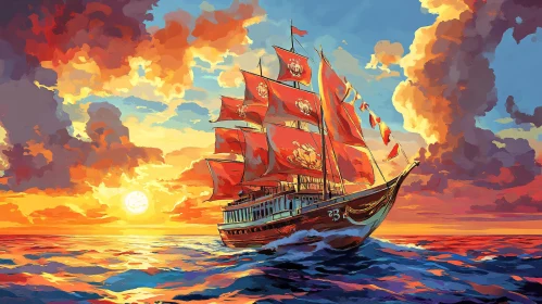 Ocean Voyage at Sunset