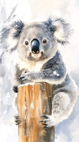 Watercolor Art of a Koala