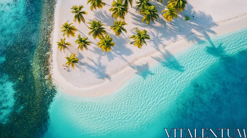 Island Paradise: Aerial View with Palm Trees and Turquoise Waters AI Image