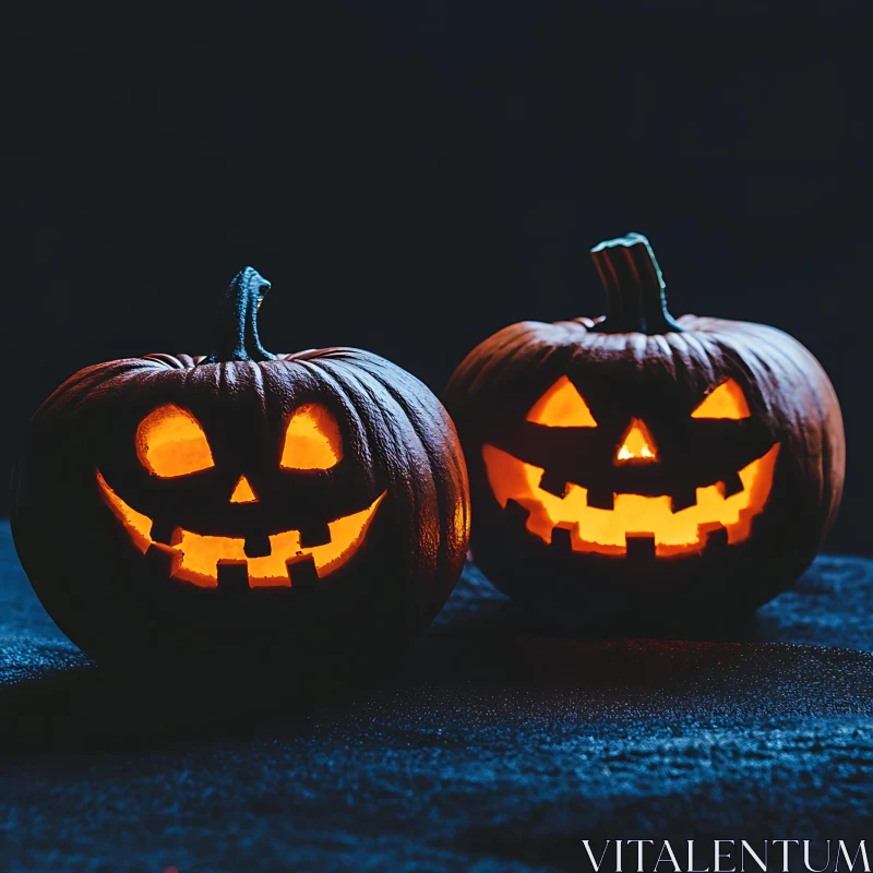 Festive Halloween Pumpkin Carvings AI Image