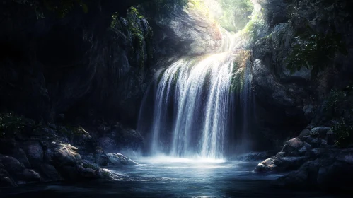 Enchanting Forest Waterfall Scene