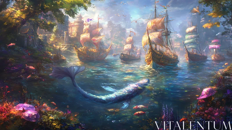 Magical Maritime World with Mermaid AI Image