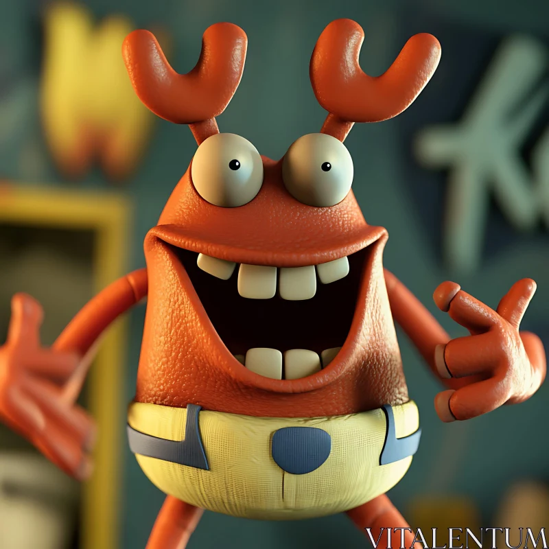 AI ART Cheerful Cartoon Crab Character Illustration