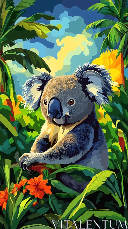 Tropical Koala Art AI Image