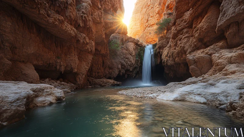 AI ART Majestic Waterfall in Canyon