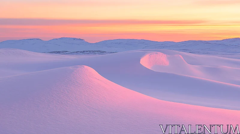 AI ART Sunset Glow on Snowy Landscape