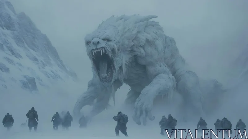 AI ART Gigantic Yeti Emerge from Misty Mountains