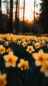 Field of Daffodils at Sunset