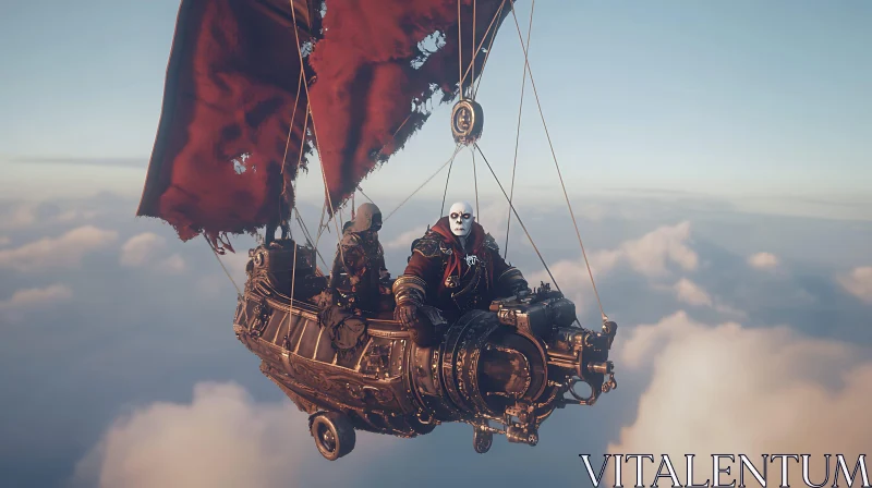 Mysterious Steampunk Airship Adventure AI Image