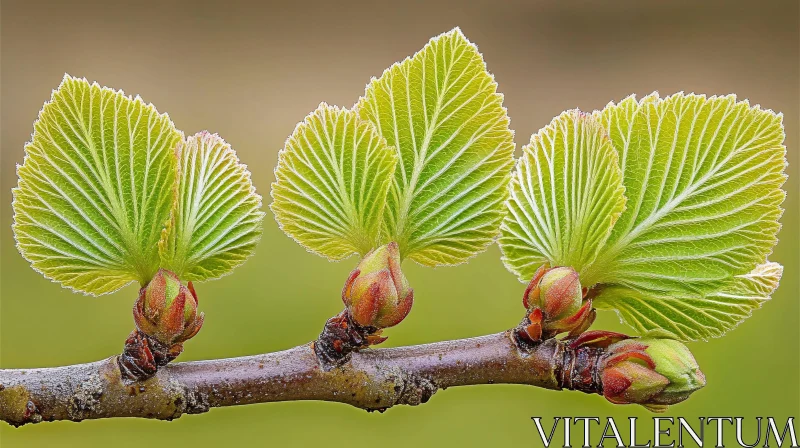 New Tree Leaves Budding in Spring AI Image