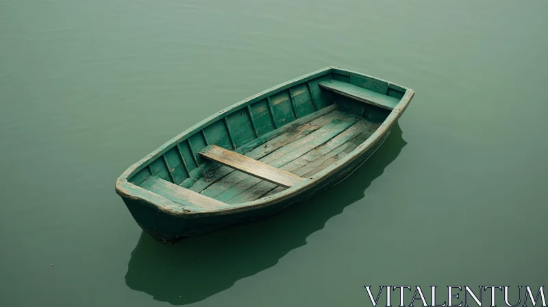 Solitary Wooden Boat in Tranquil Waters AI Image