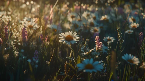 Captivating Daisy Field in Warm Sunlight