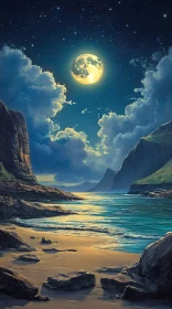 Serene Night Beach Landscape