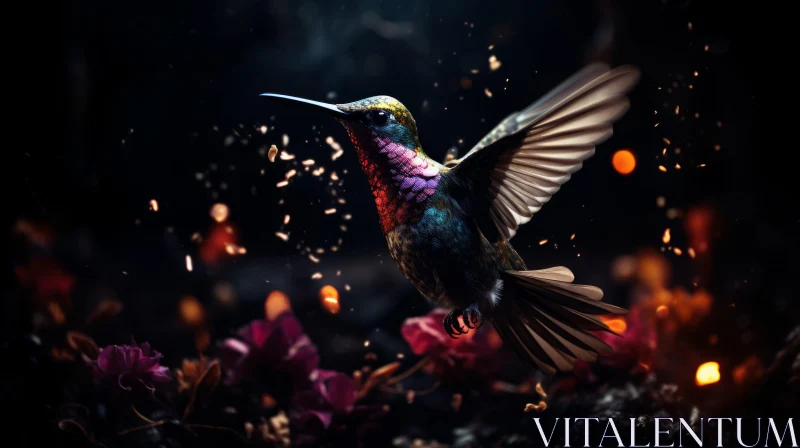 Graffiti-Inspired Hummingbird in Flight: A Fusion of Nature and Street Art AI Image