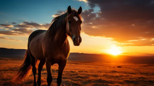 Spectacular Horse Field Backdrop at Sunset