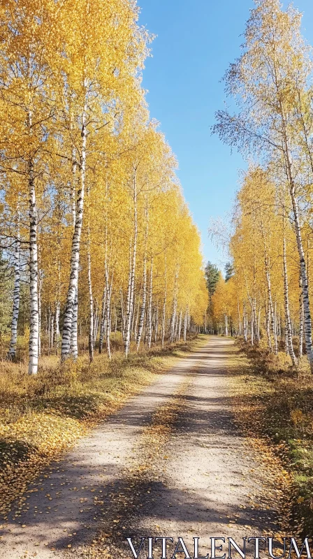 AI ART Autumn Birch Tree Path