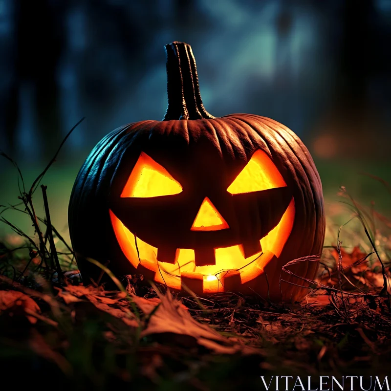 AI ART Spooky Halloween Pumpkin at Night